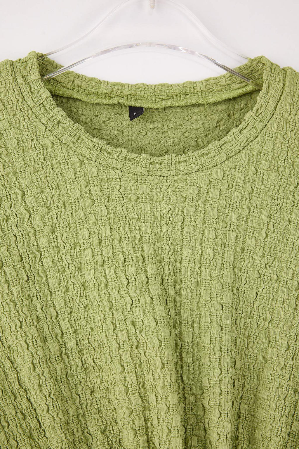 Haki Fitted/Vucuda Oturan Kolsuz Buzgulu Dokulu Orme Bluz TWOSS26BZ00198