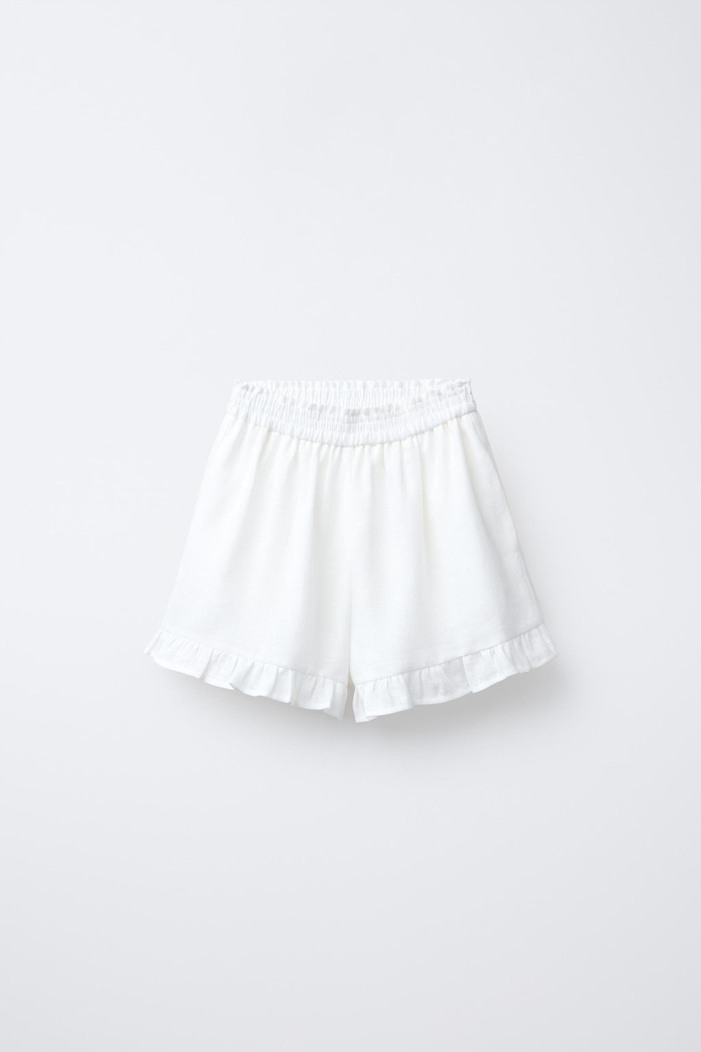100% LINEN RUFFLED BERMUDA SKORT