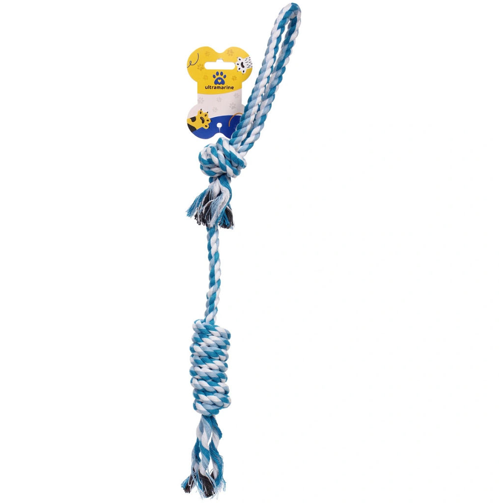 Цена за 3 шт. Игрушка - канат для собак средних и крупных пород "НЕСКУЧАЙКА", цвет синий/голубой, 47см
