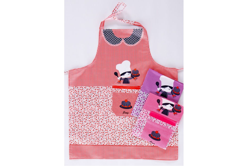 Фартук Болоньевый плотный взрослый Девочка с тортиком