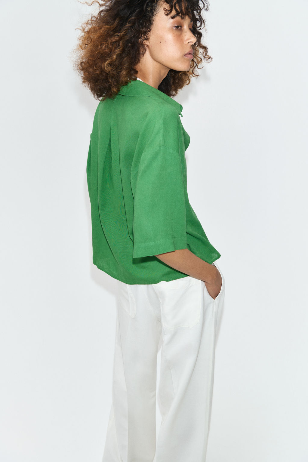 Camisa oversize en mezcla de lino - H&m фото 8