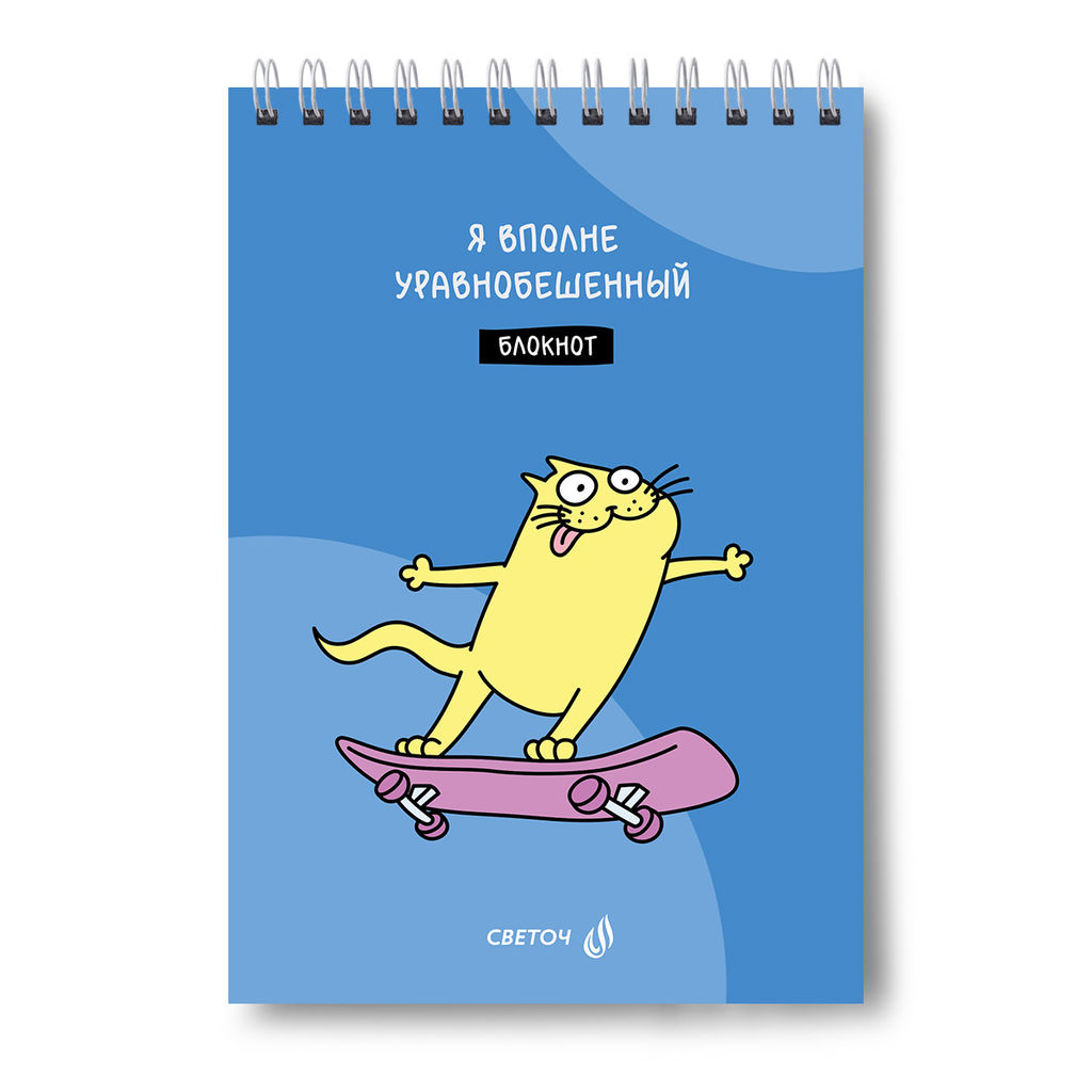 Б131 Светоч Блокнот на гребне, выборочный лак, A5 60 л. 4 шт. клетка Жил был кот 01258  фото 3