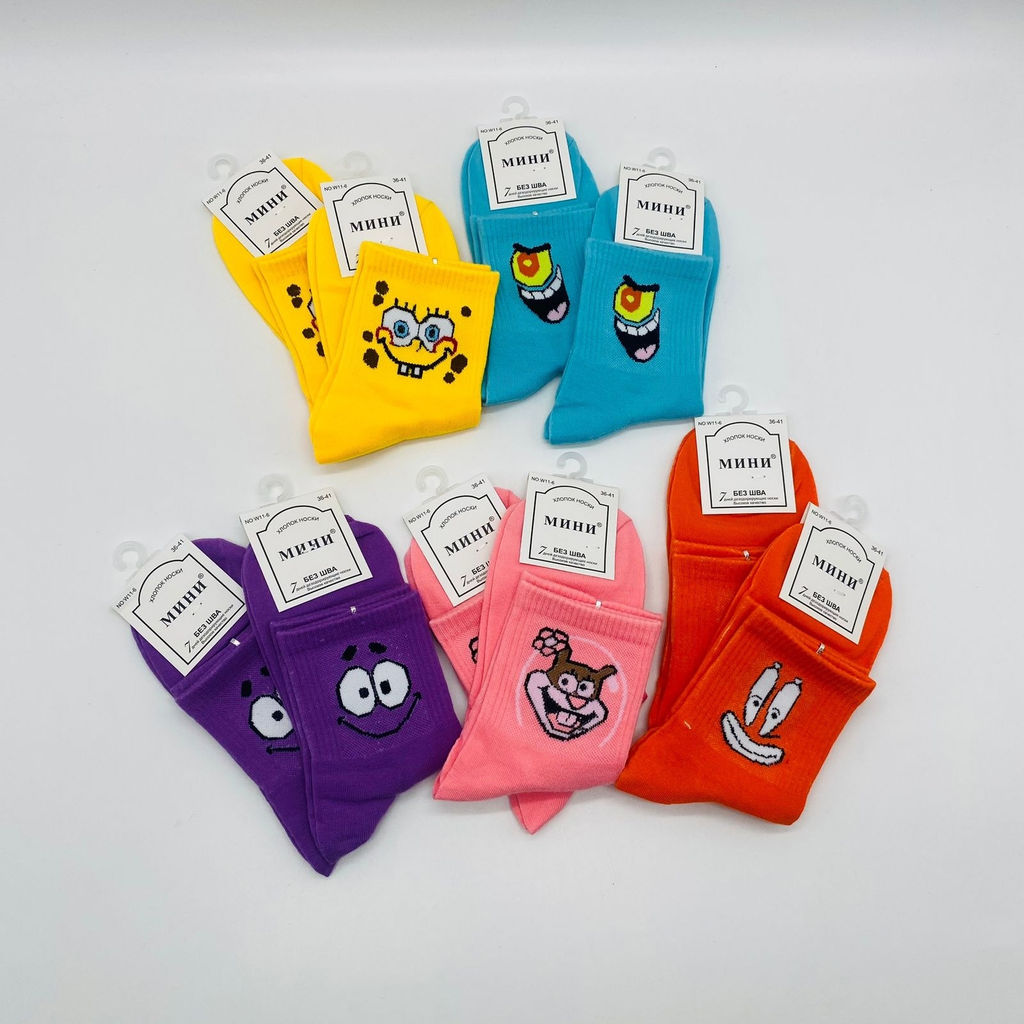 Носки женские МИНИ Губка Боб и пр. 10 шт. в уп (арт. W11-6)
