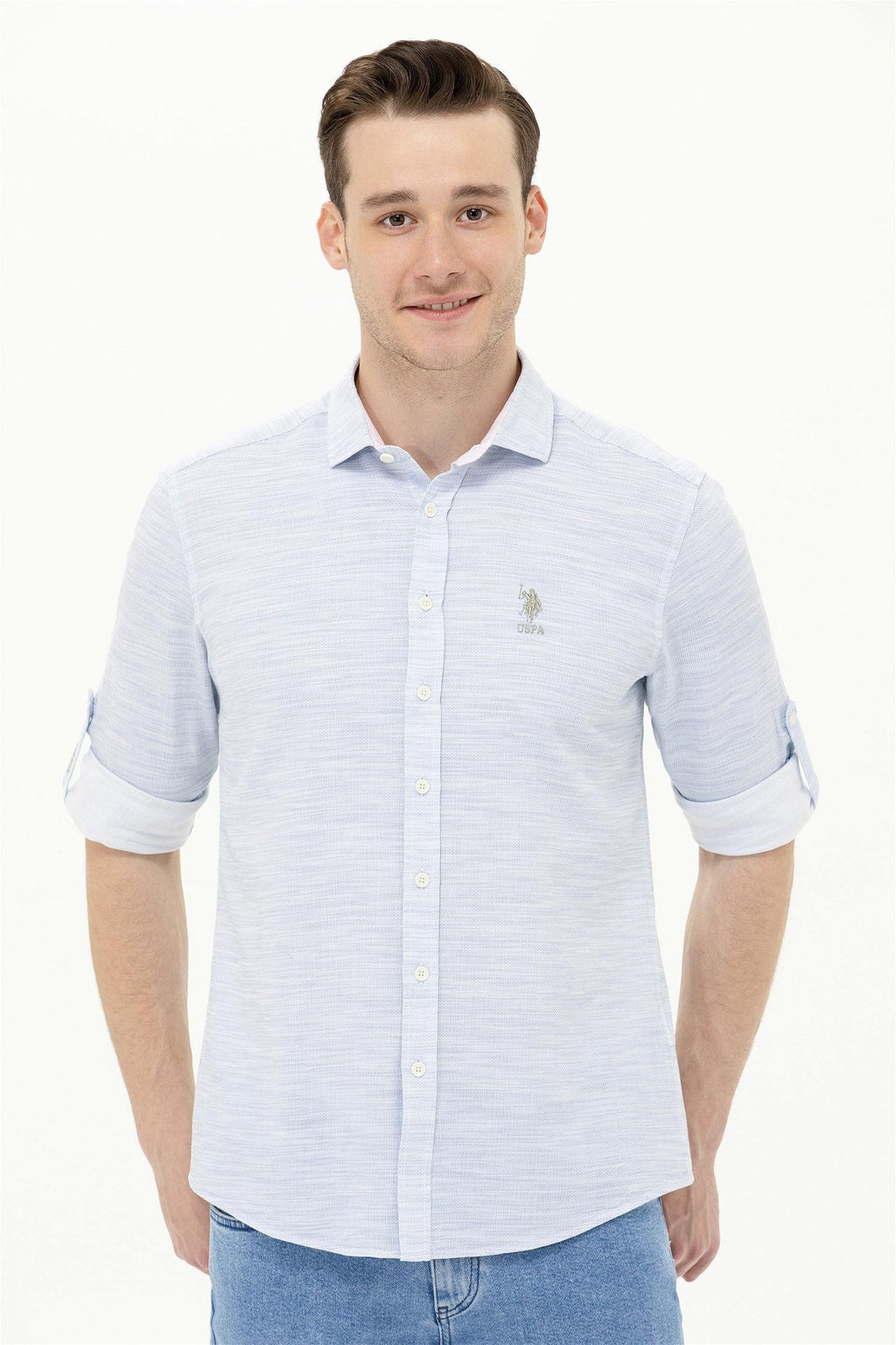 U. S. Polo Assn / Мужская синяя рубашка с длинным рукавом - U.s. polo assn фото 10