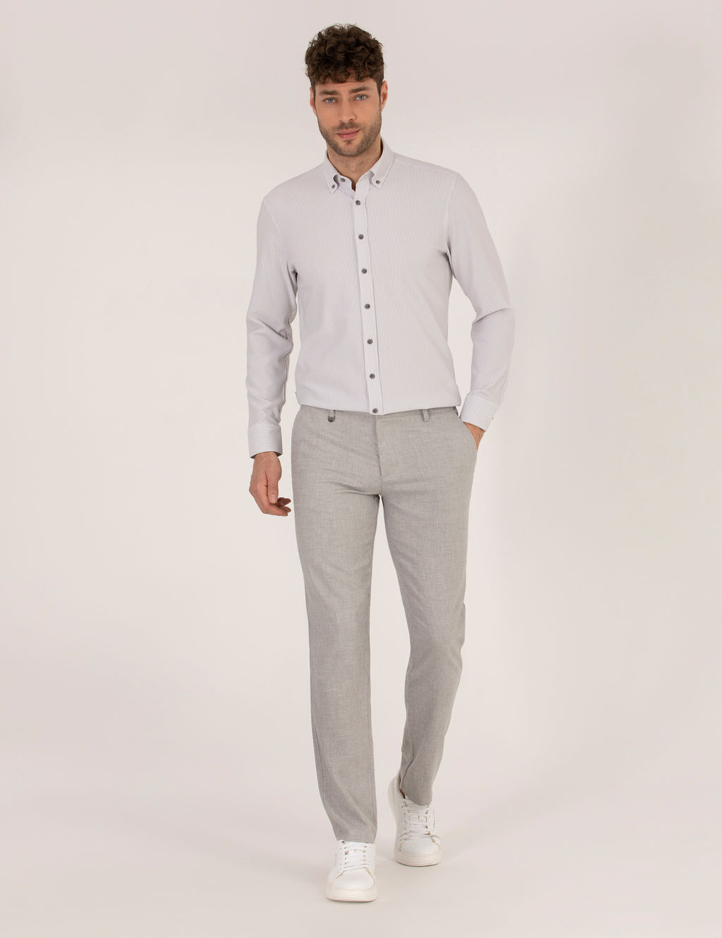 Antrasit Slim Fit Uzun Kollu G_mlek