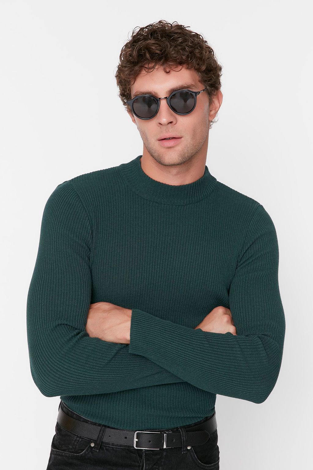TRENDYOL MAN Ekru Slim Fit Pamuklu Yar?m Bal?kc? Yaka Fitilli Orgu Kazak TMNAW21KZ0568 - Trendyolmilla фото 2