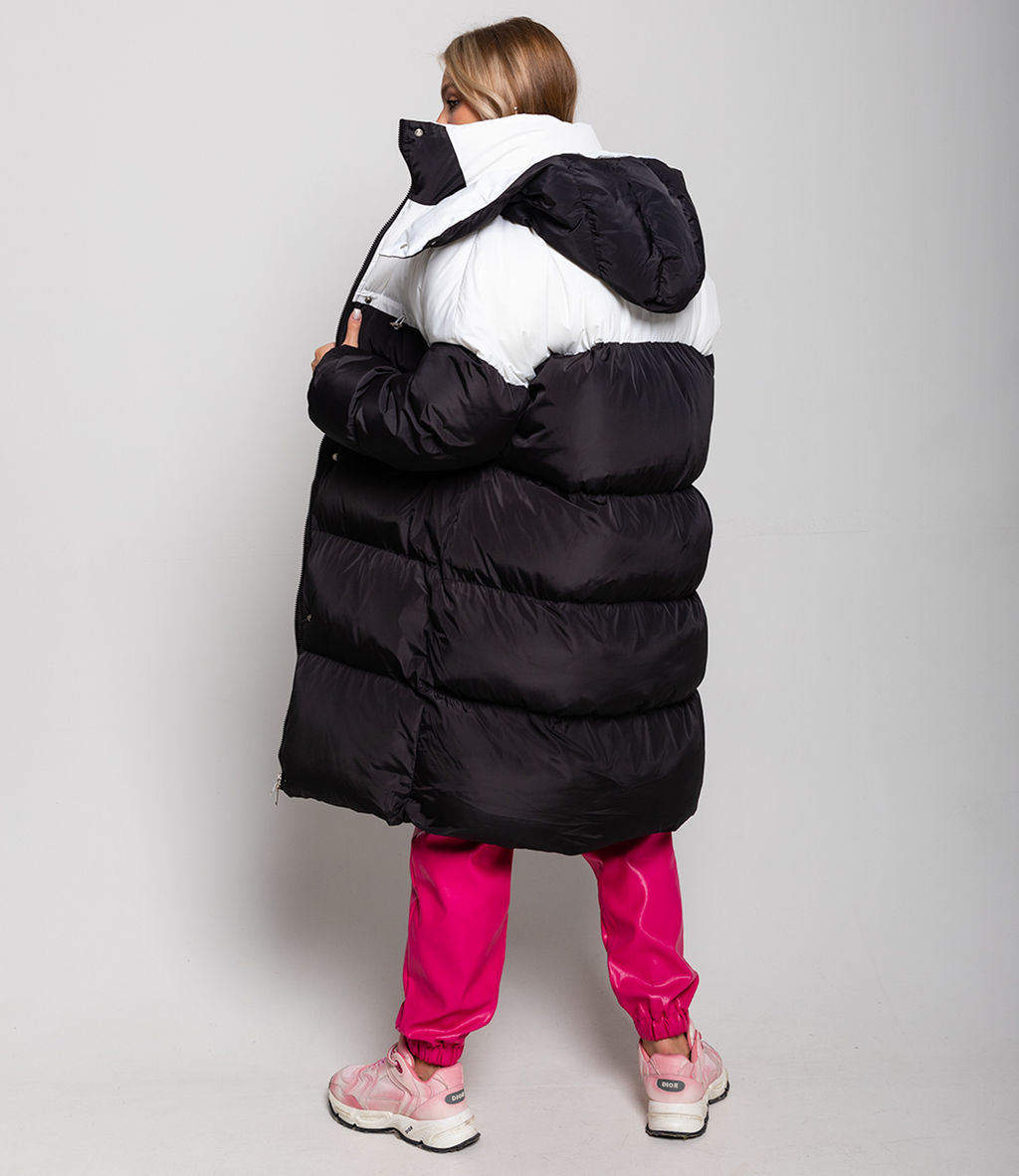 Пальто #КТ7001 (1), чёрный,белый