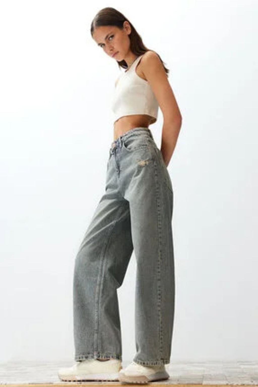 Mavi Soluk Efekt Vintage Dusuk Bel Wide Leg TWOSS24JE00147 - Trendyolmilla фото 6