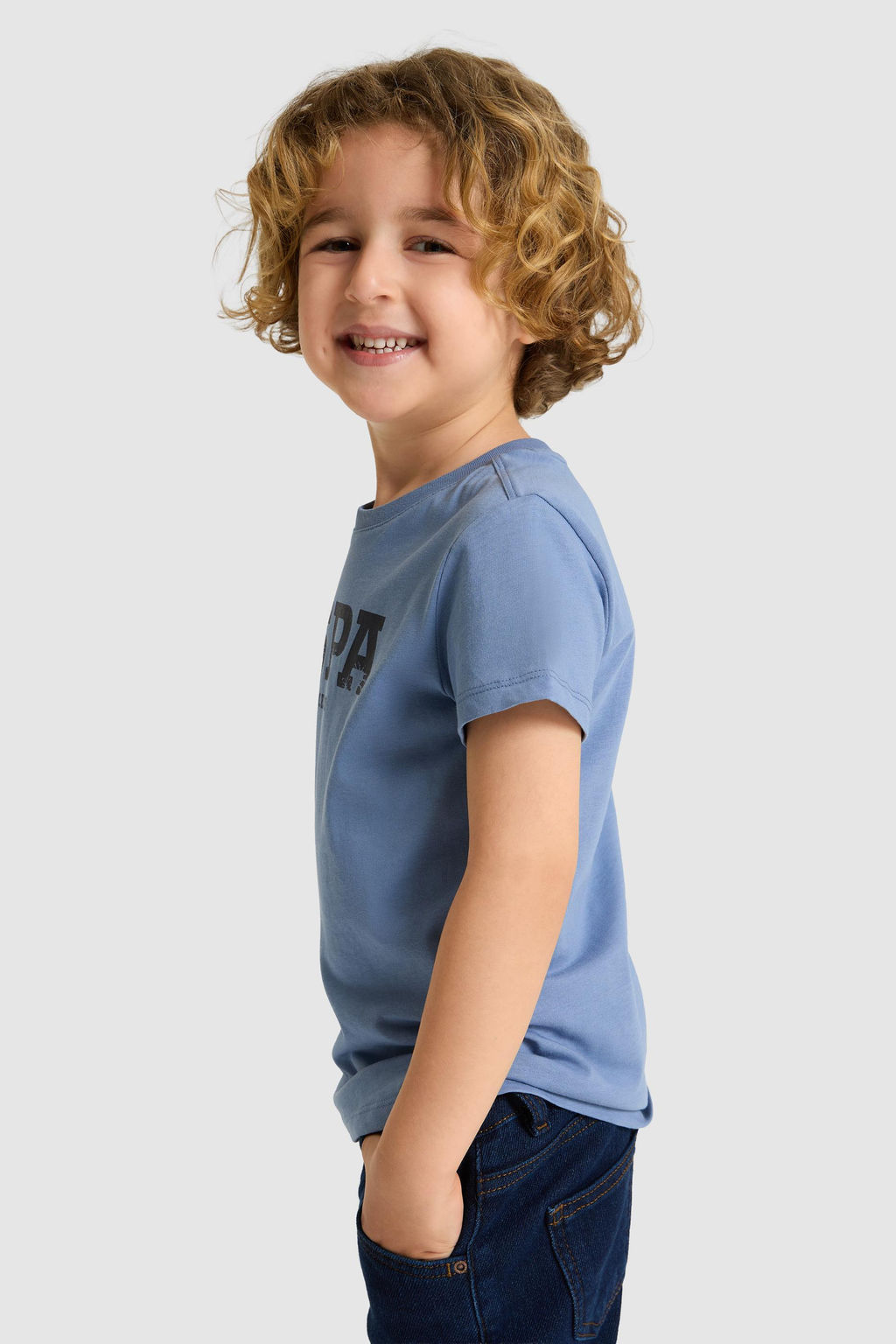 Erkek _ocuk _ndigo Bisiklet Yaka Basic Ti__rt