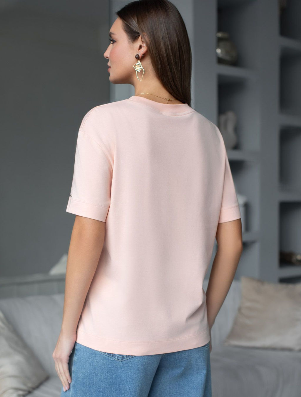 Свободная футболка с принтом из премиального хлопка с эластаном - Vilatte фото 6