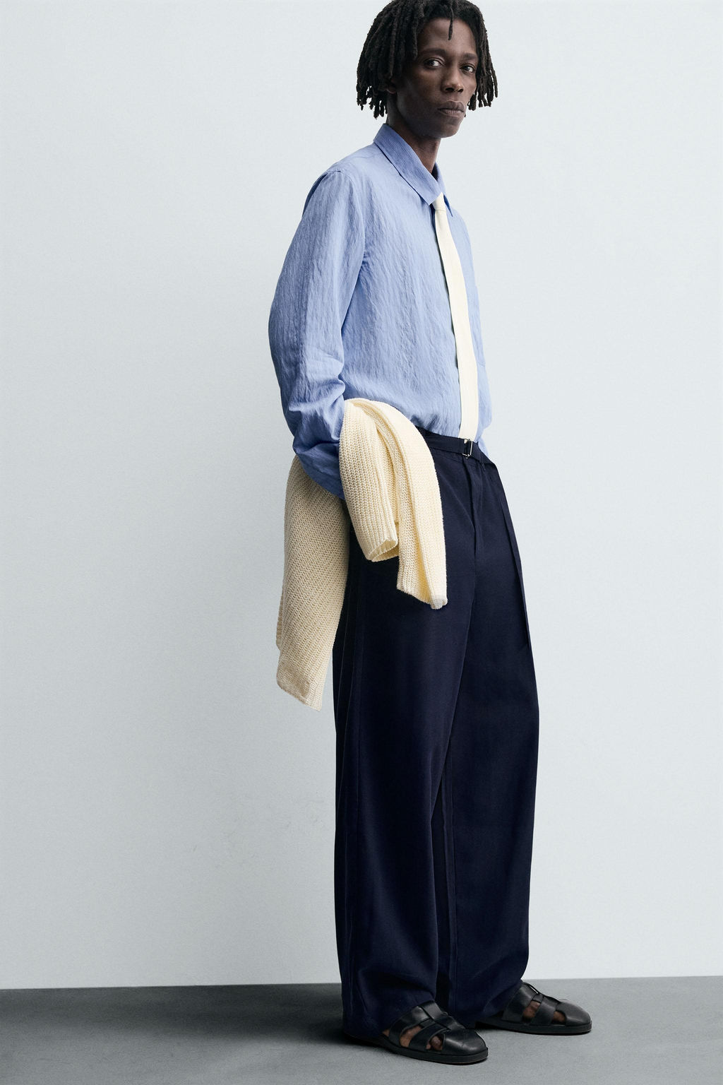 CREASED-EFFECT STRIPED FLOWING SHIRT - Zara фото 16