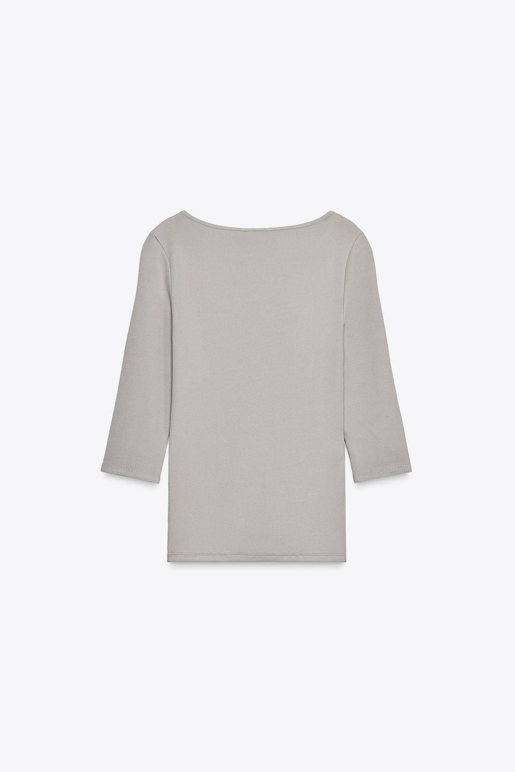 COTTON BOAT NECK T-SHIRT - Zara фото 16