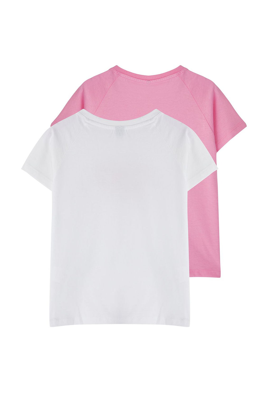 Beyaz-Pembe 2li K?z Cocuk %100 Pamuk Slogan Bask?l? K?sa Kol Orme T-Shirt TKDSS25TS00091 - Trendyolmilla фото 2