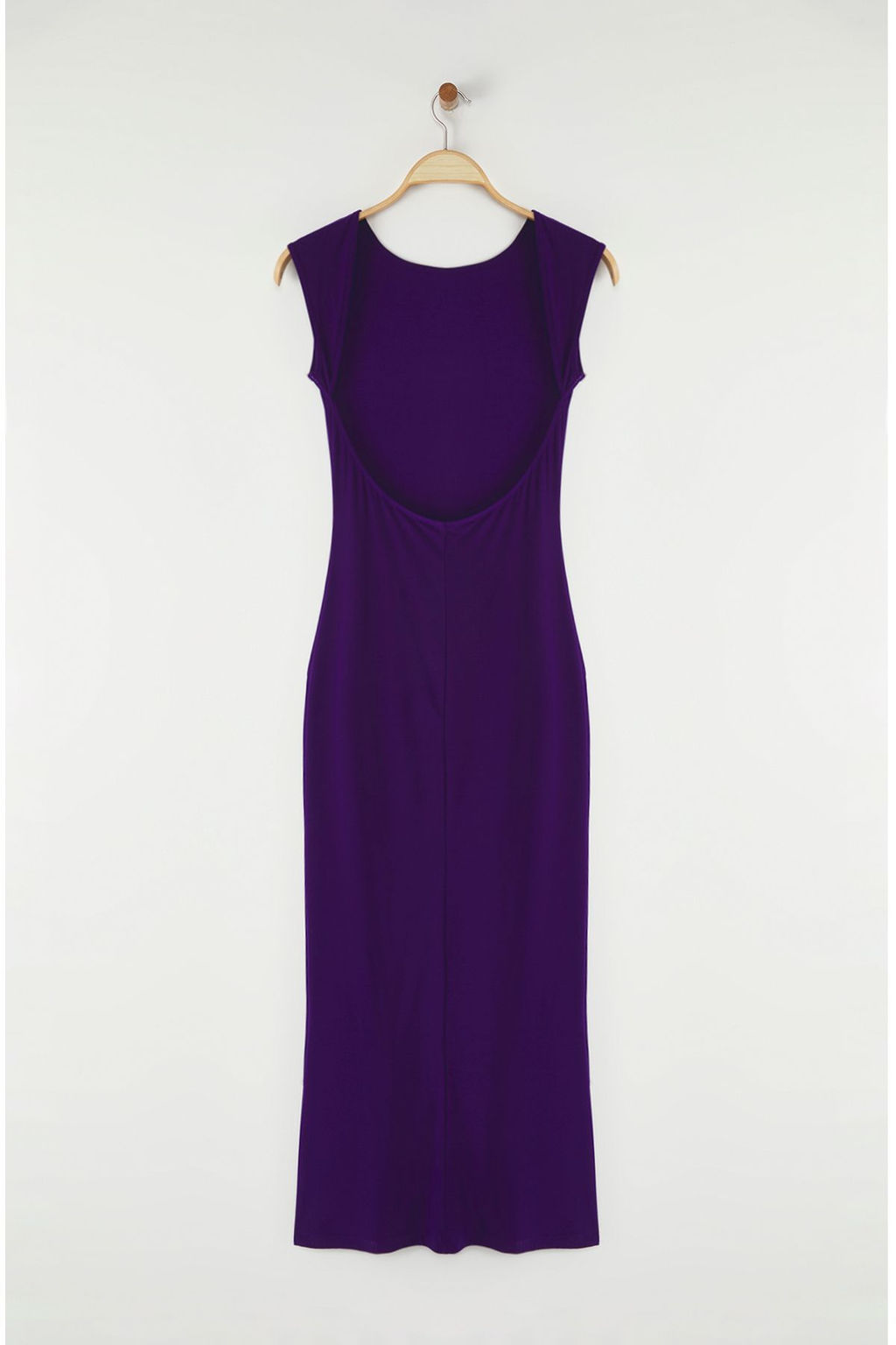 TRENDYOLMILLA Siyah S?rt Dekolteli Fitted/Vucuda Oturan Maxi Esnek Orme Maxi Kalem Elbise TWOSS24EL00090  фото 9