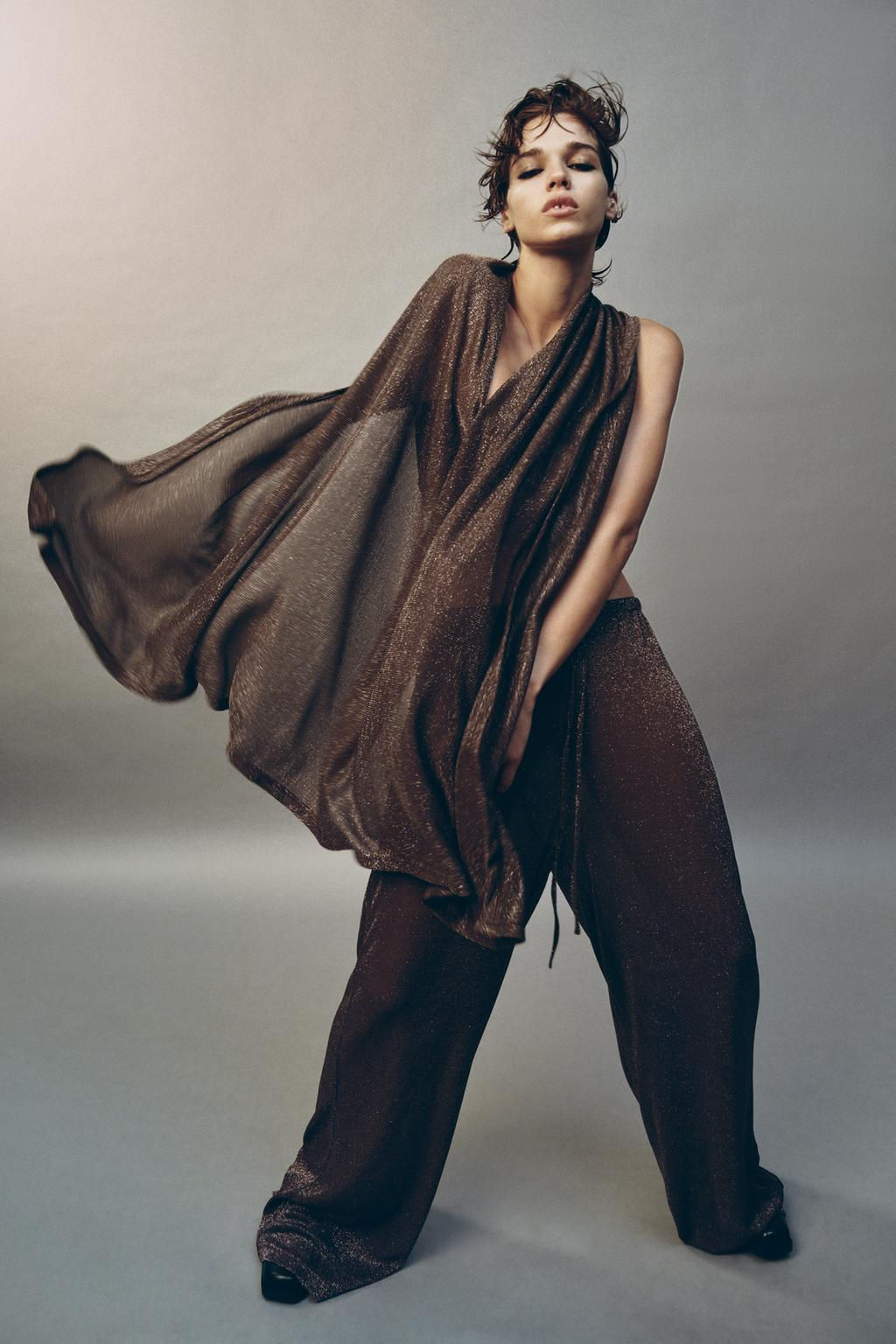 ASYMMETRIC METALLIC THREAD CAPE - Zara фото 2