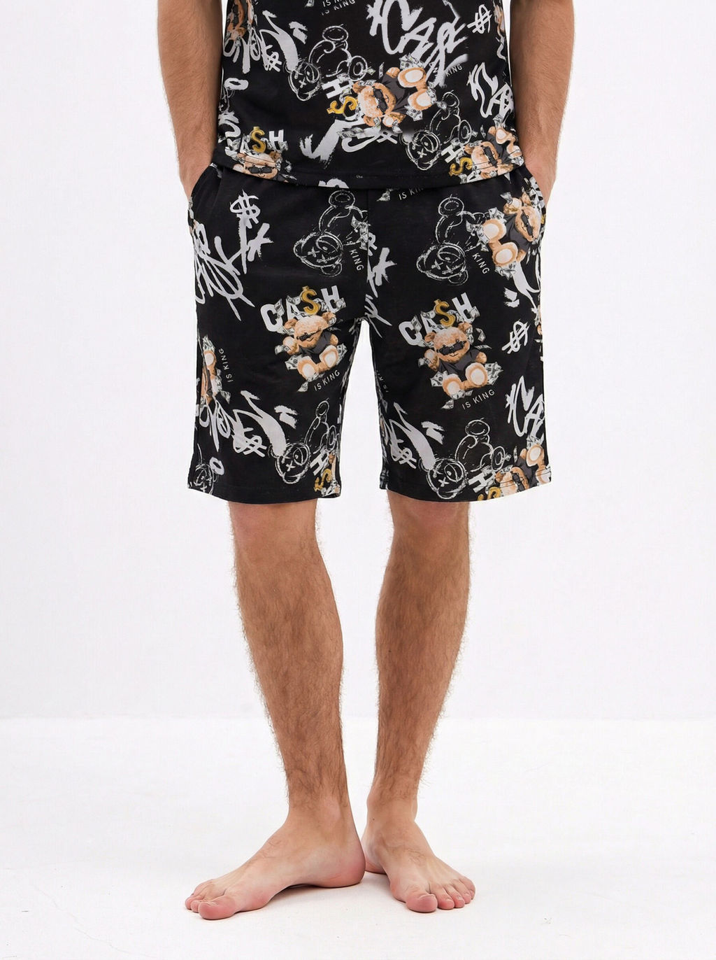 Пижама мужская кулирка с шортами "ЧЕЛСИ" МИШКИ ЧЕРНЫЙ