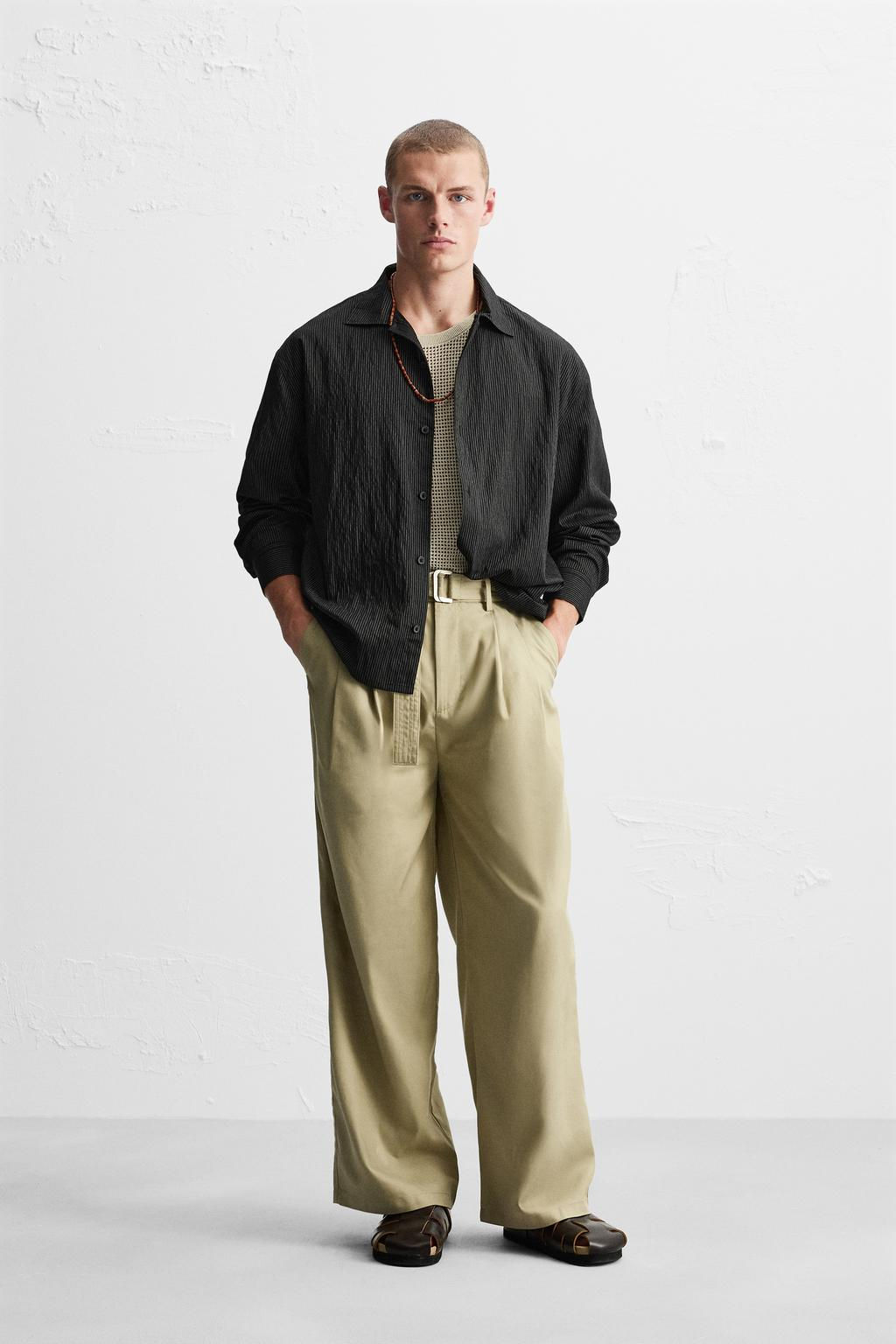 LYOCELL - COTTON TROUSERS WITH BELT - Zara фото 2