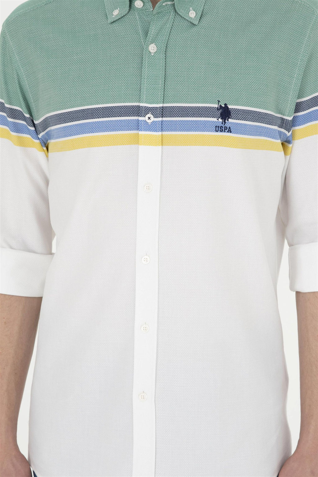 U. S. Polo Assn / Мужская зеленая рубашка с длинным рукавом - U.s. polo assn фото 6