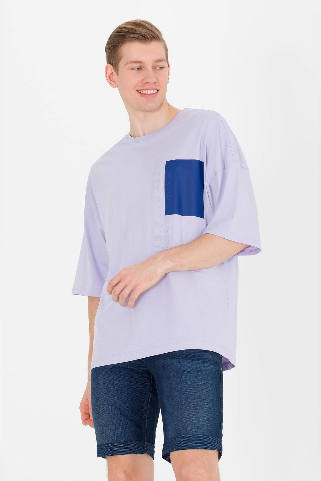 U. S. Polo Assn Мужская сиреневая футболка оверсайз с круглым вырезом - U.s. polo assn фото 8