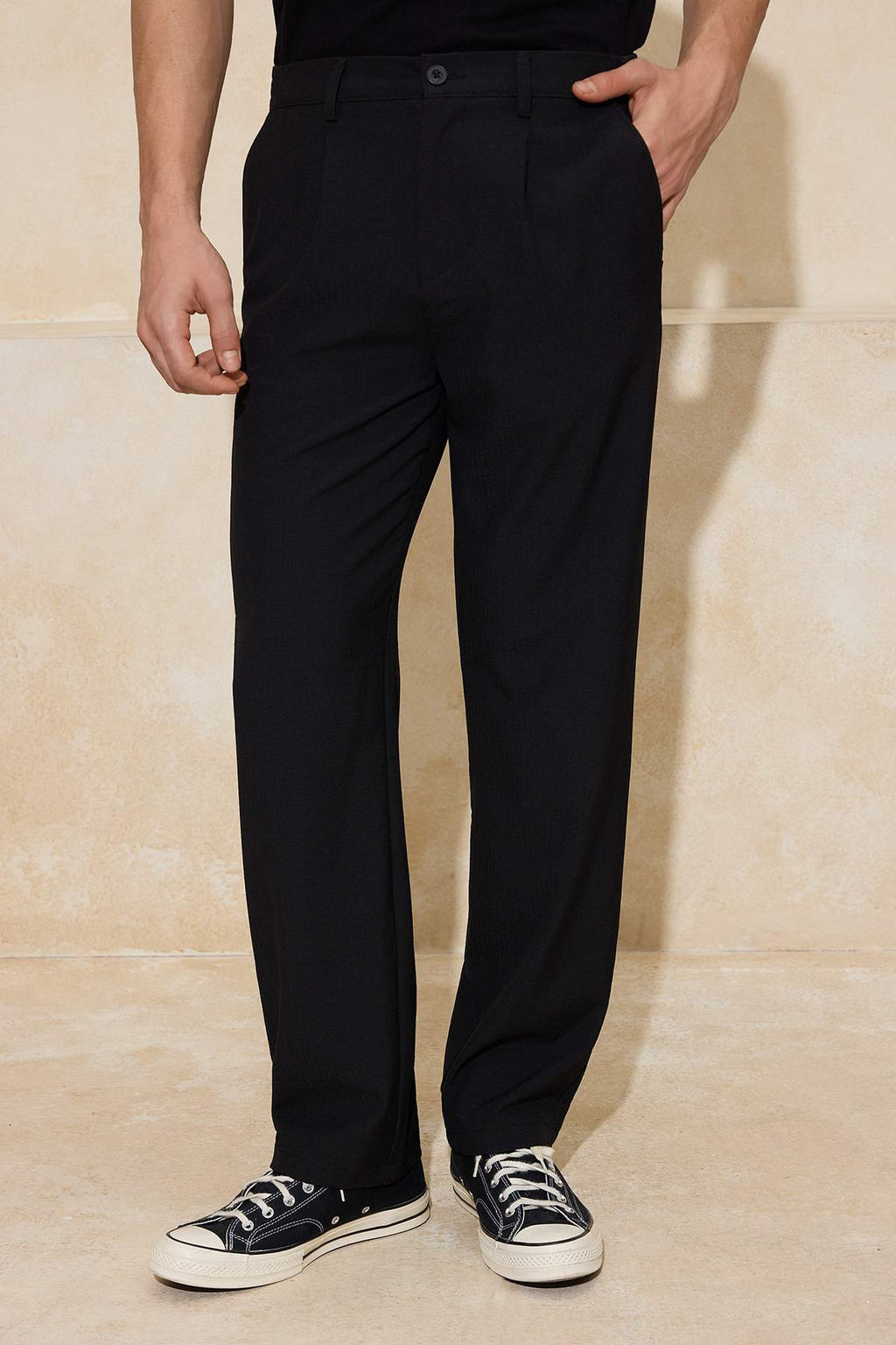 Siyah Erkek Gofre Mevsimlik Kumas Pantolon TMNSS26PL00005 - Trendyolmilla фото 11