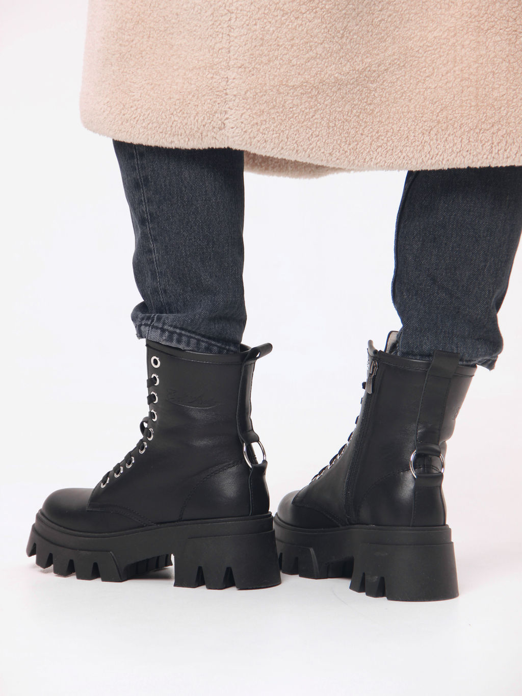 Ботинки 329.зиплайнbl.Черный/шерсть