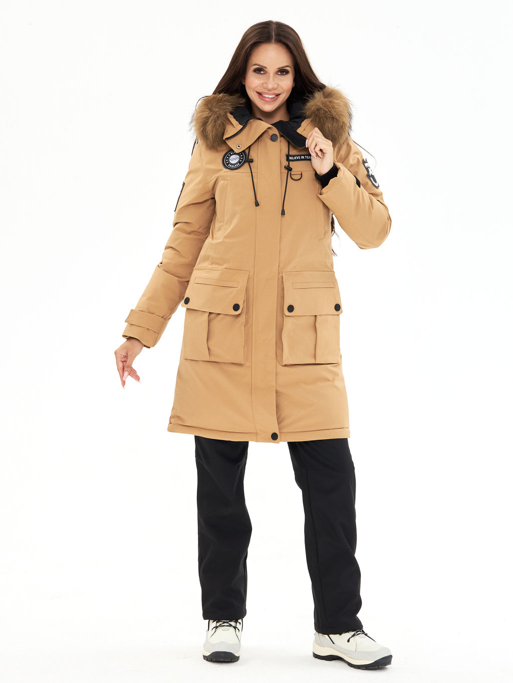 Женская зимняя мембранная парка с натуральным мехом Alpha Endless Frozen Metropolis_19 Крем-брюле  фото 19