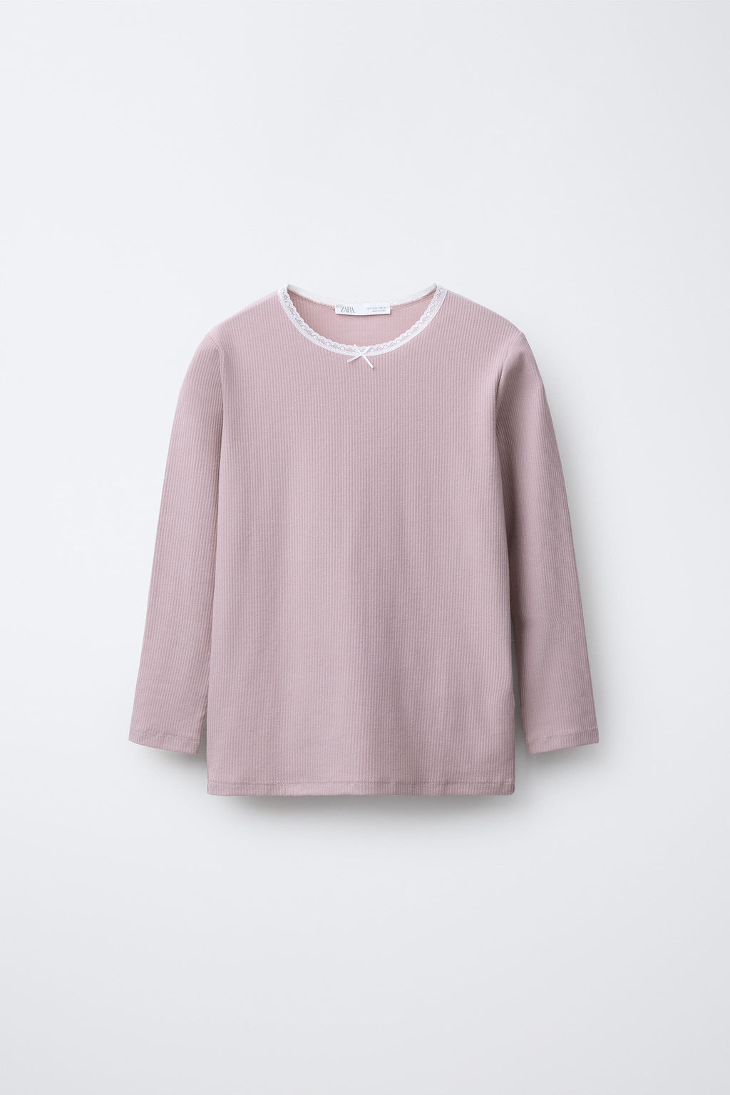 AGES 6-14 / 2-PACK OF RIBBED LACE-TRIMMED T-SHIRTS