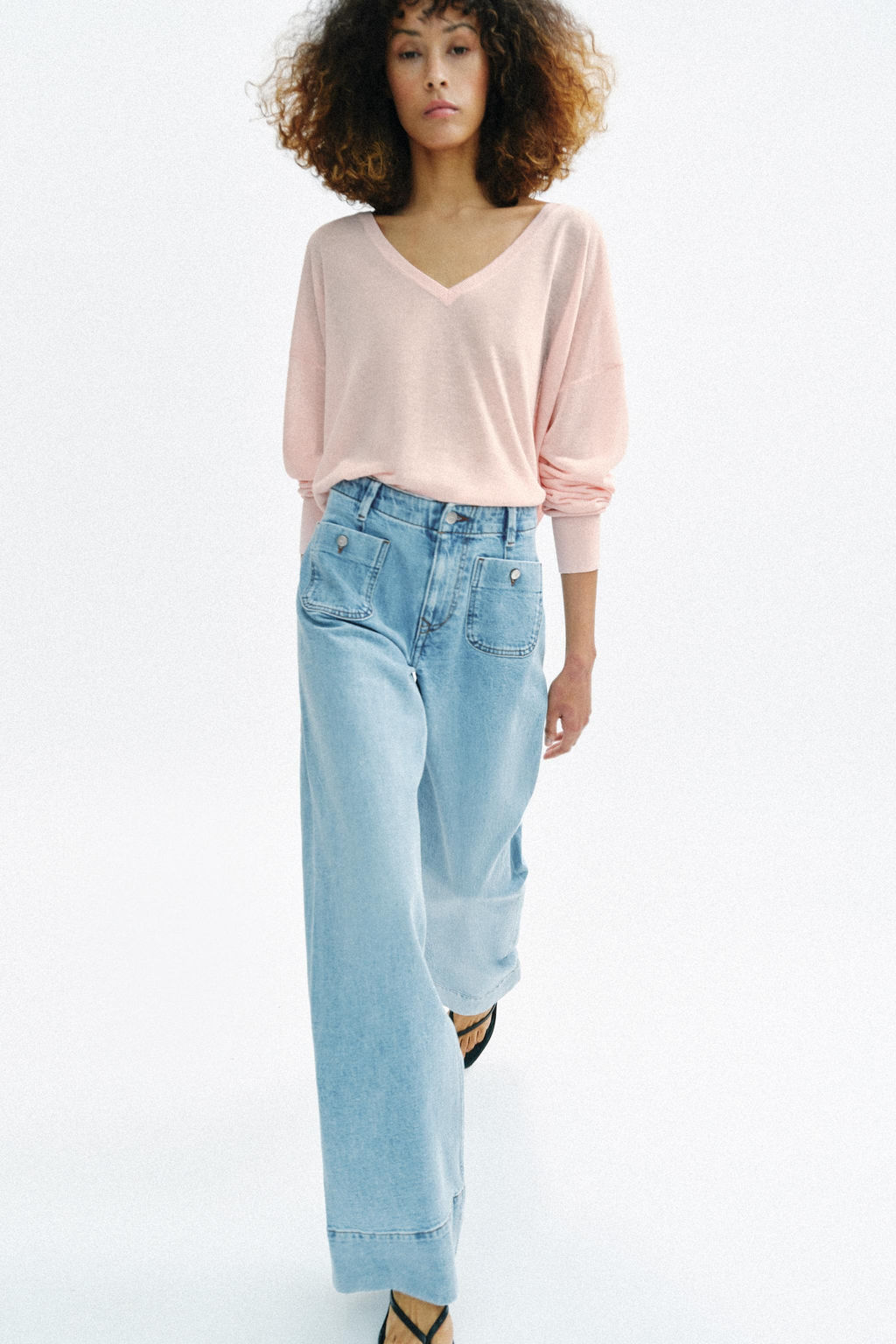 JEANS Z1975 WIDE LEG TIRO ALTO BOLSILLOS / Azul claro - Zara фото 7