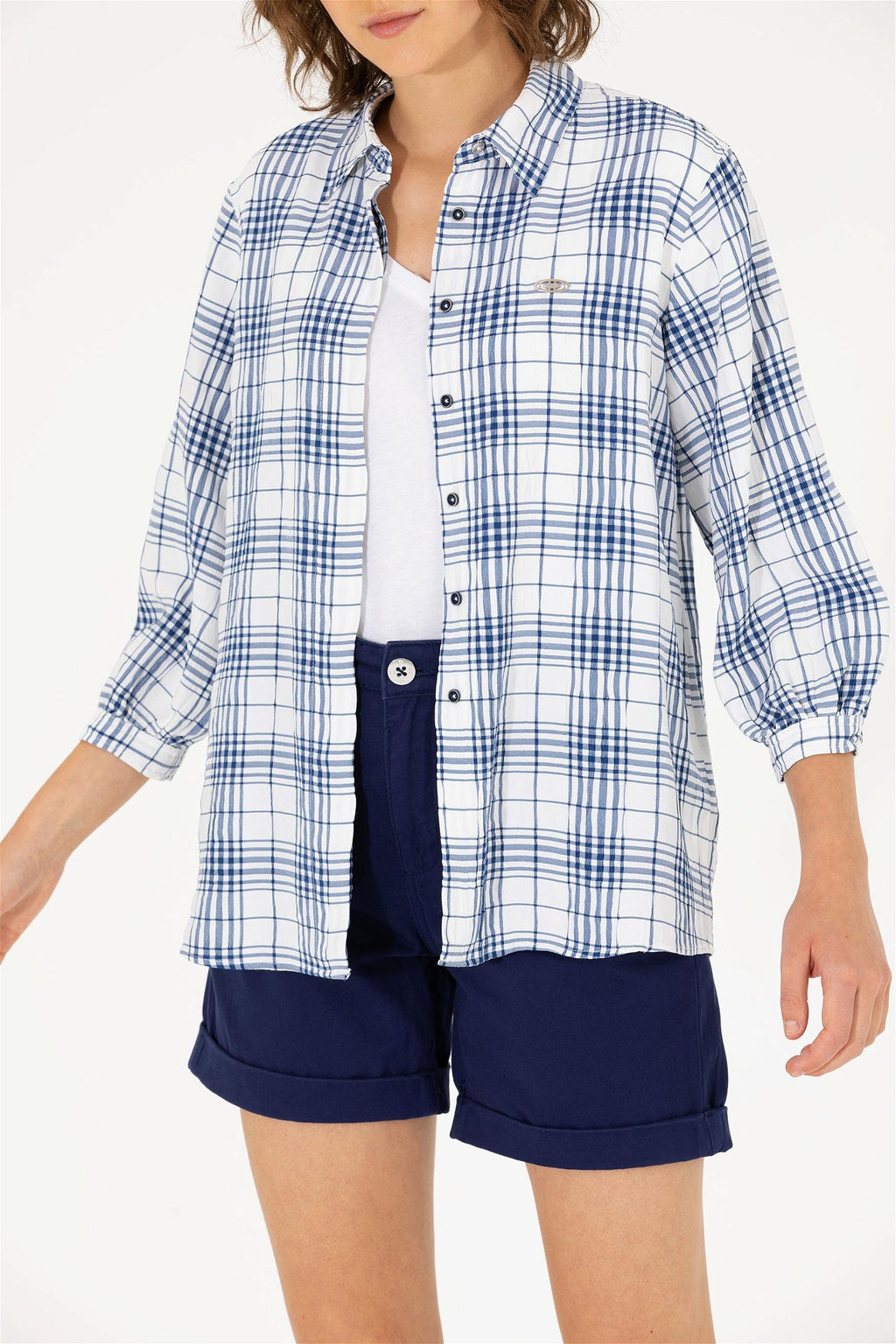 Женская темно-синяя рубашка с длинным рукавом Неожиданная скидка в корзине - U.s. polo assn фото 6