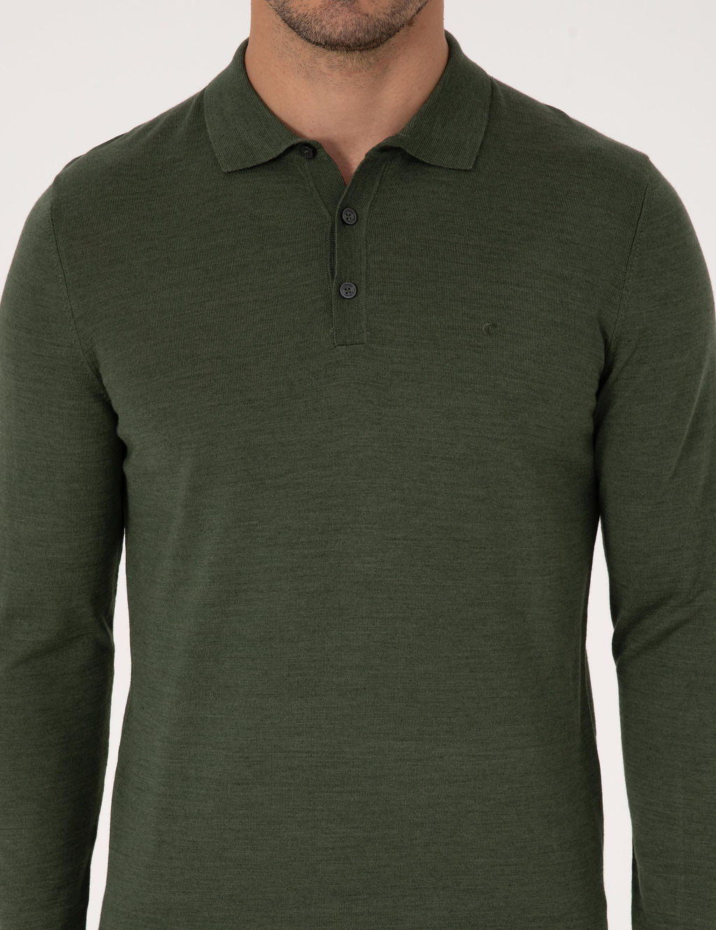 Haki Slim Fit Y_n Kar___ml_ Polo Yaka Basic Triko Kazak - Cacharel фото 6