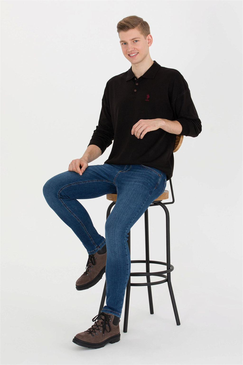 U. S. Polo Assn Мужской черный трикотаж с воротником-поло - U.s. polo assn фото 7