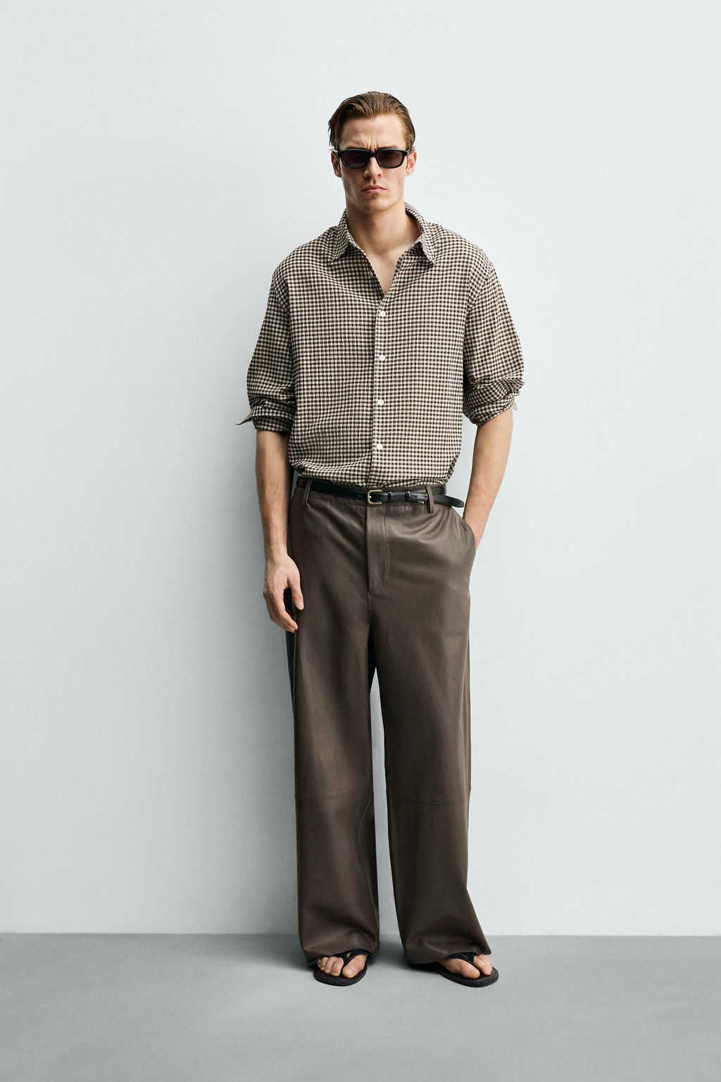 PANTAL?N BALLOON FIT PIEL / Beige