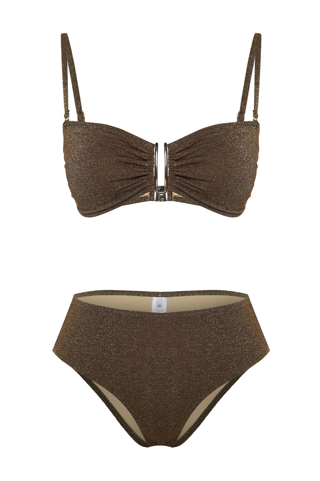 TRENDYOLMILLA Vizon Straplez Aksesuarl? Simli Premium Kumasl? Brazilian Bikini Tak?m? TBESS24BT00054 фото 12