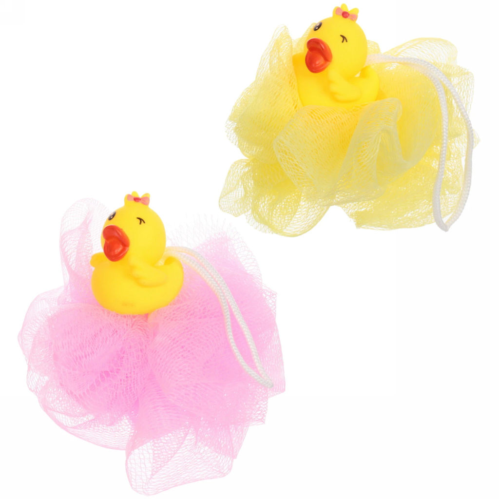 Цена за 4 шт. Мочалка-шар для тела полипропиленовая детская "Baby Boom - Утя", цвет розовый, 20гр, d-11см