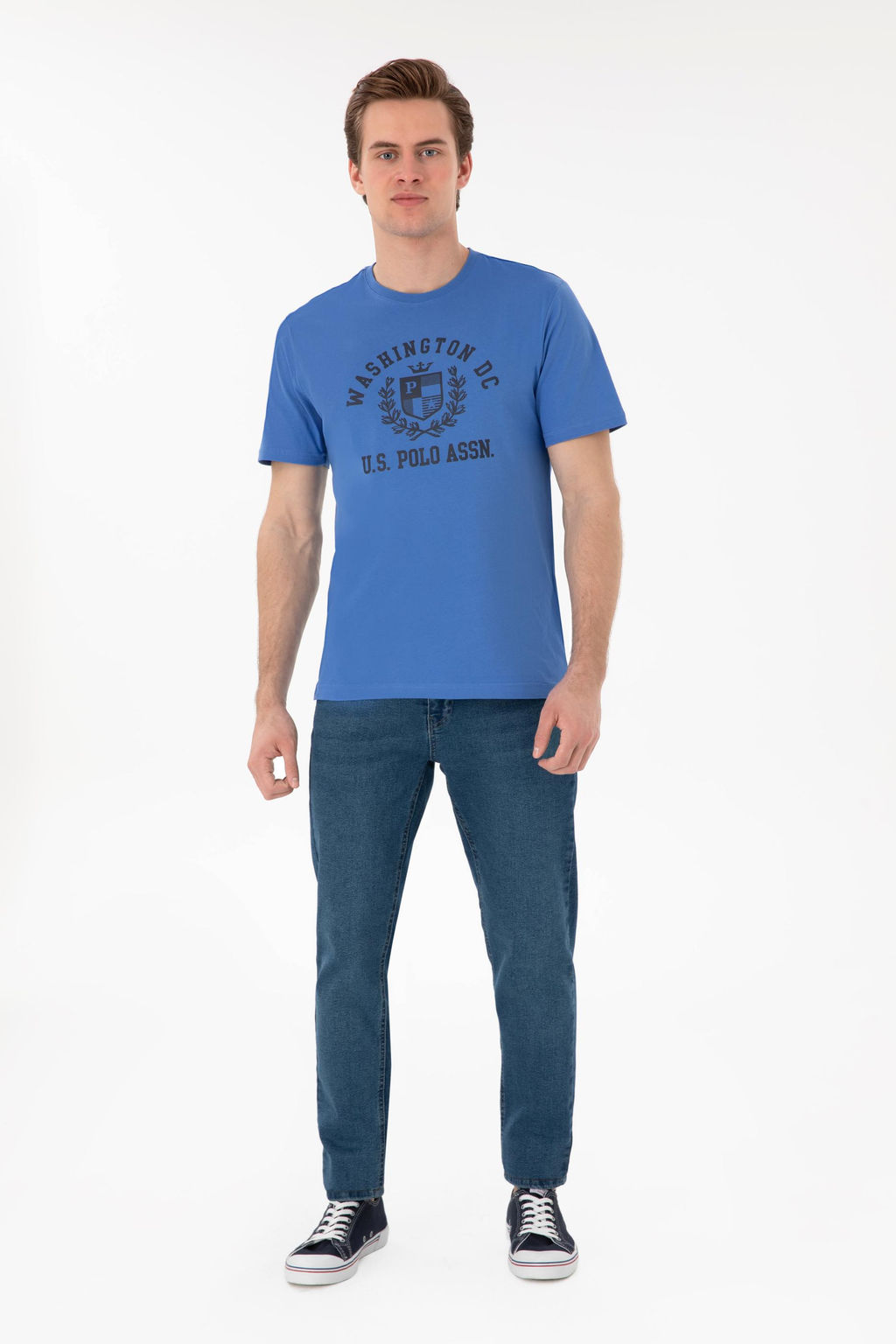 Erkek Regular Fit Bisiklet Yaka Bask_l_ _ndigo Ti__rt Sepette S_rpriz _ndirim - U.s. polo assn фото 11