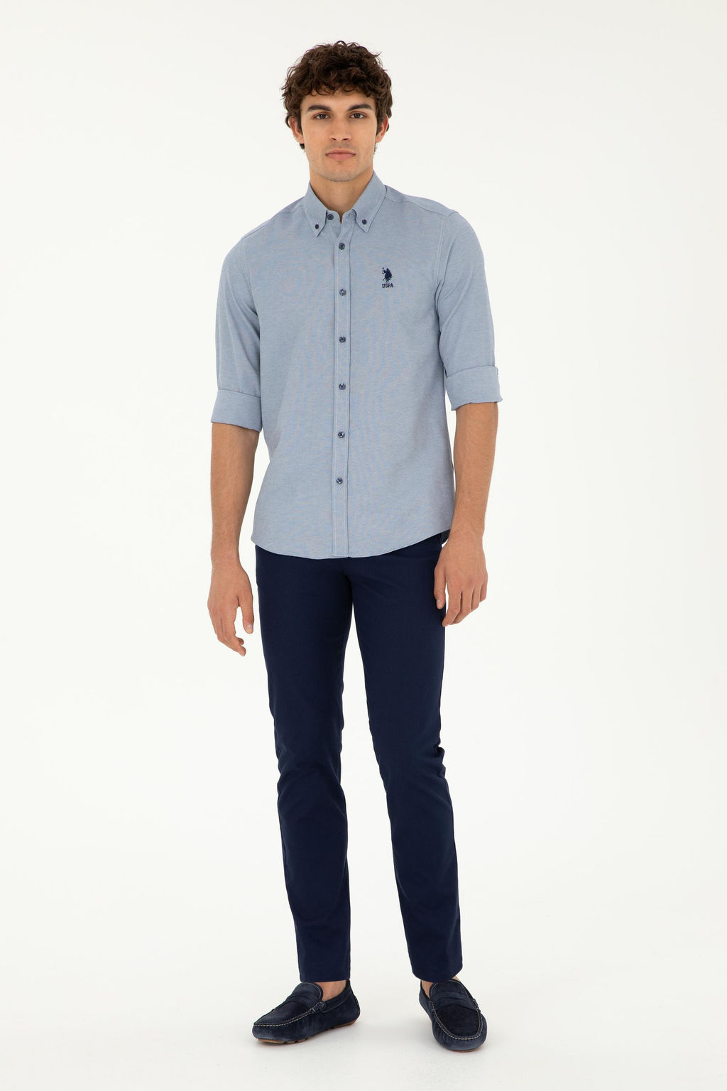 Мужская темно-синяя базовая рубашка с длинным рукавом Неожиданная скидка в корзине - U.s. polo assn фото 4