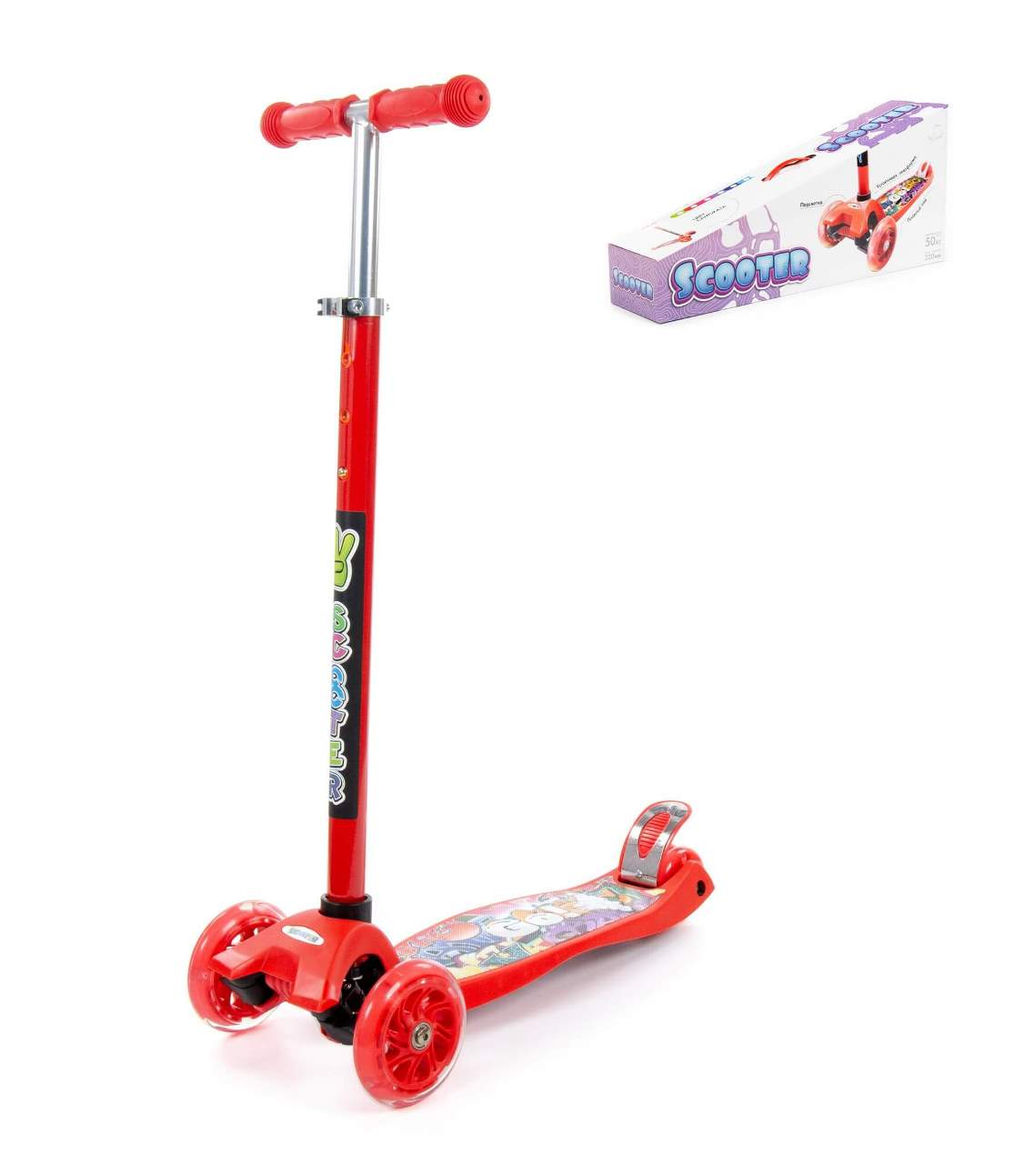 Полесье. Детский самокат (с наклейкой V1) (красный) (в коробке) арт.# 0072-V1(К)
