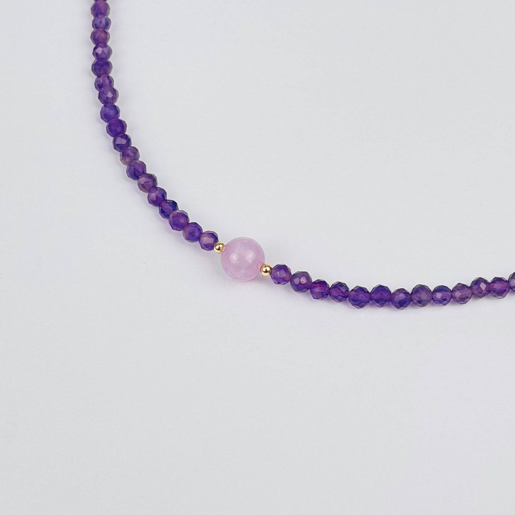 Колье из Аметиста и Кунцита 38 см +