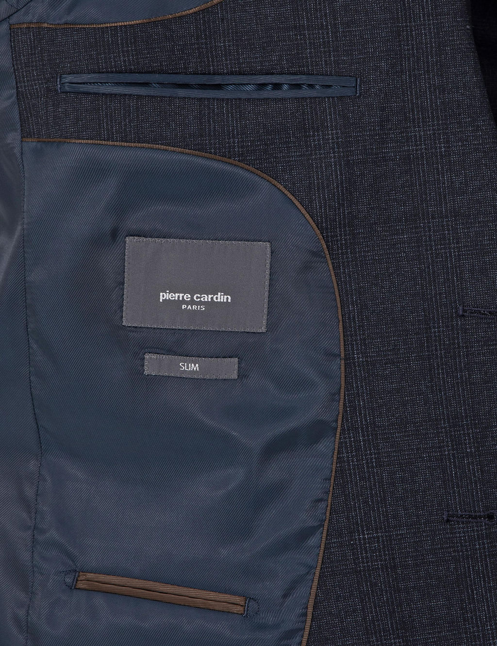 Lacivert Slim Fit Y_n Kar___ml_ Ekose Tak_m Elbise