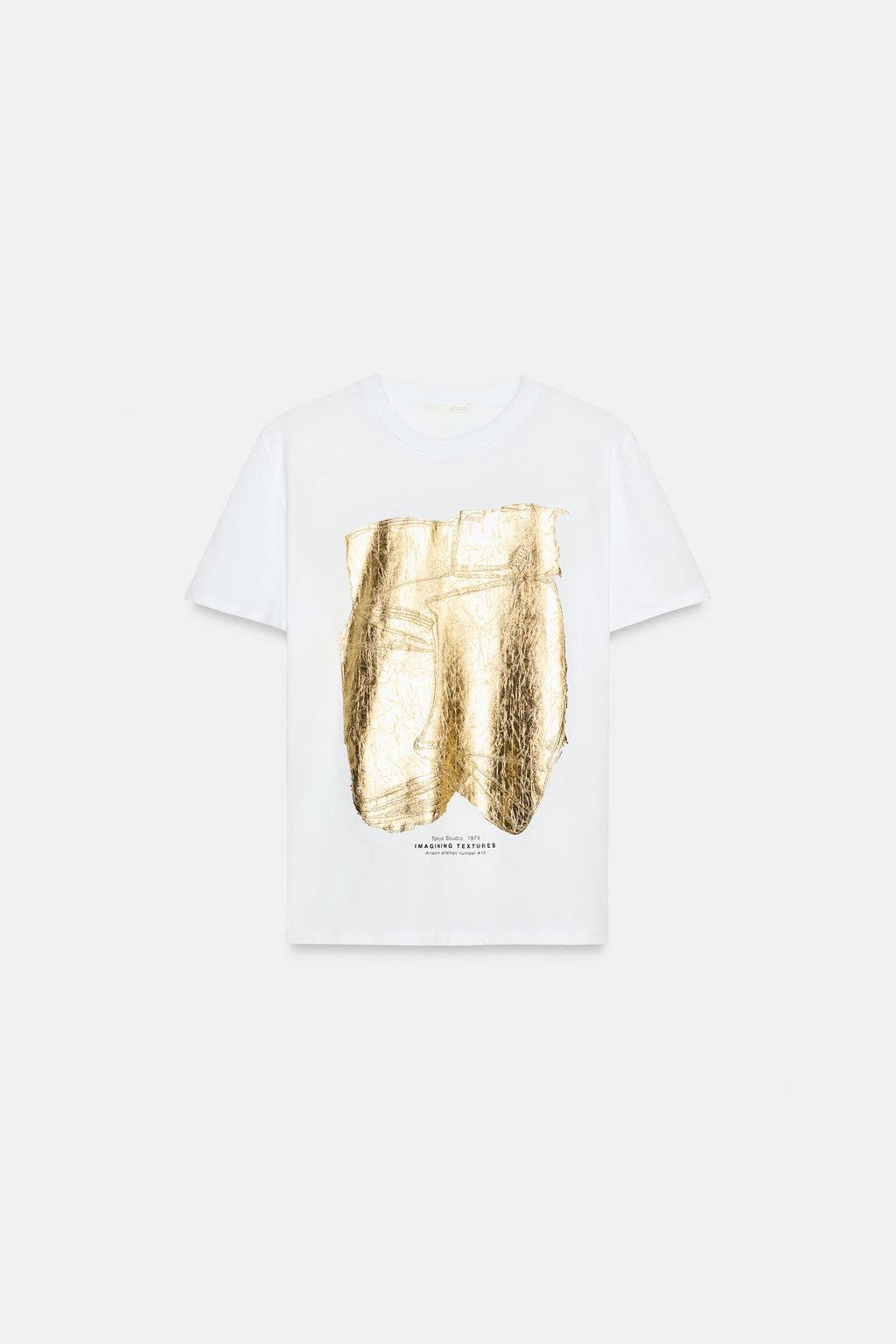 CAMISETA METALIZADA MANGA CORTA / Dorado