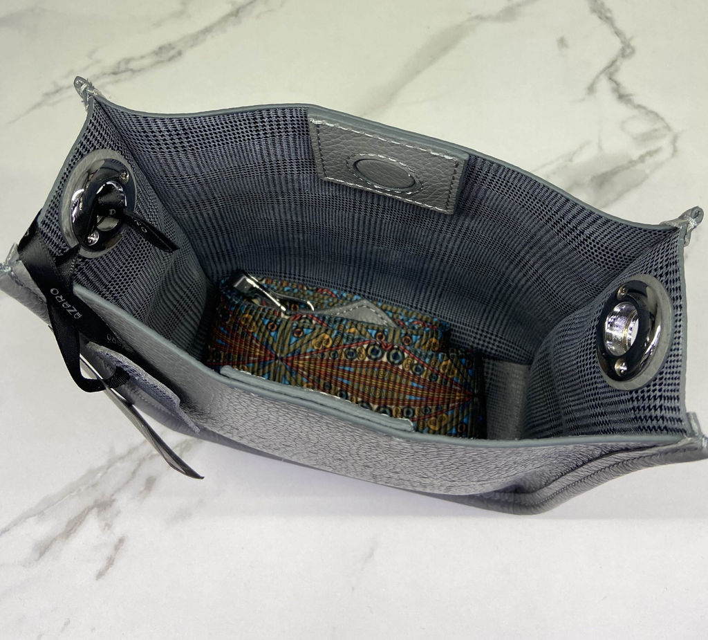 Сумка кожаная кросс-боди Azaro 30996 силвер/клетка