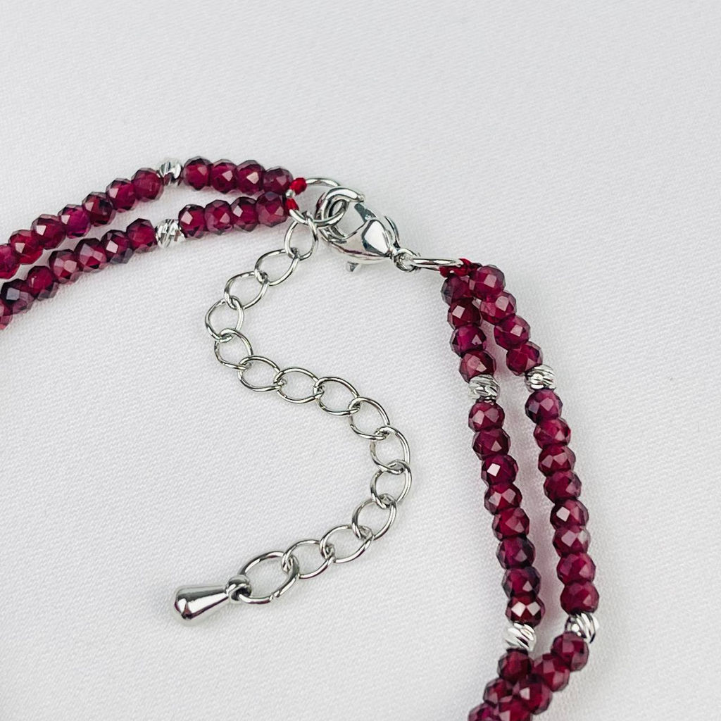 Браслет двойной из Граната и ботсванского Агата 16 см +