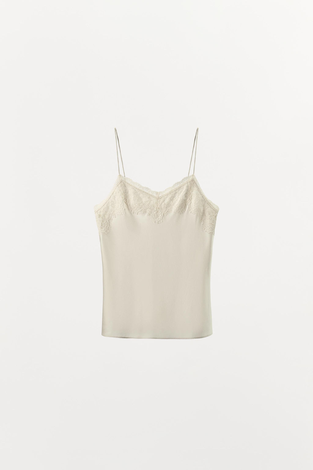 TOP LENCERO MEZCLA SEDA ENCAJE / Crudo - Zara фото 4