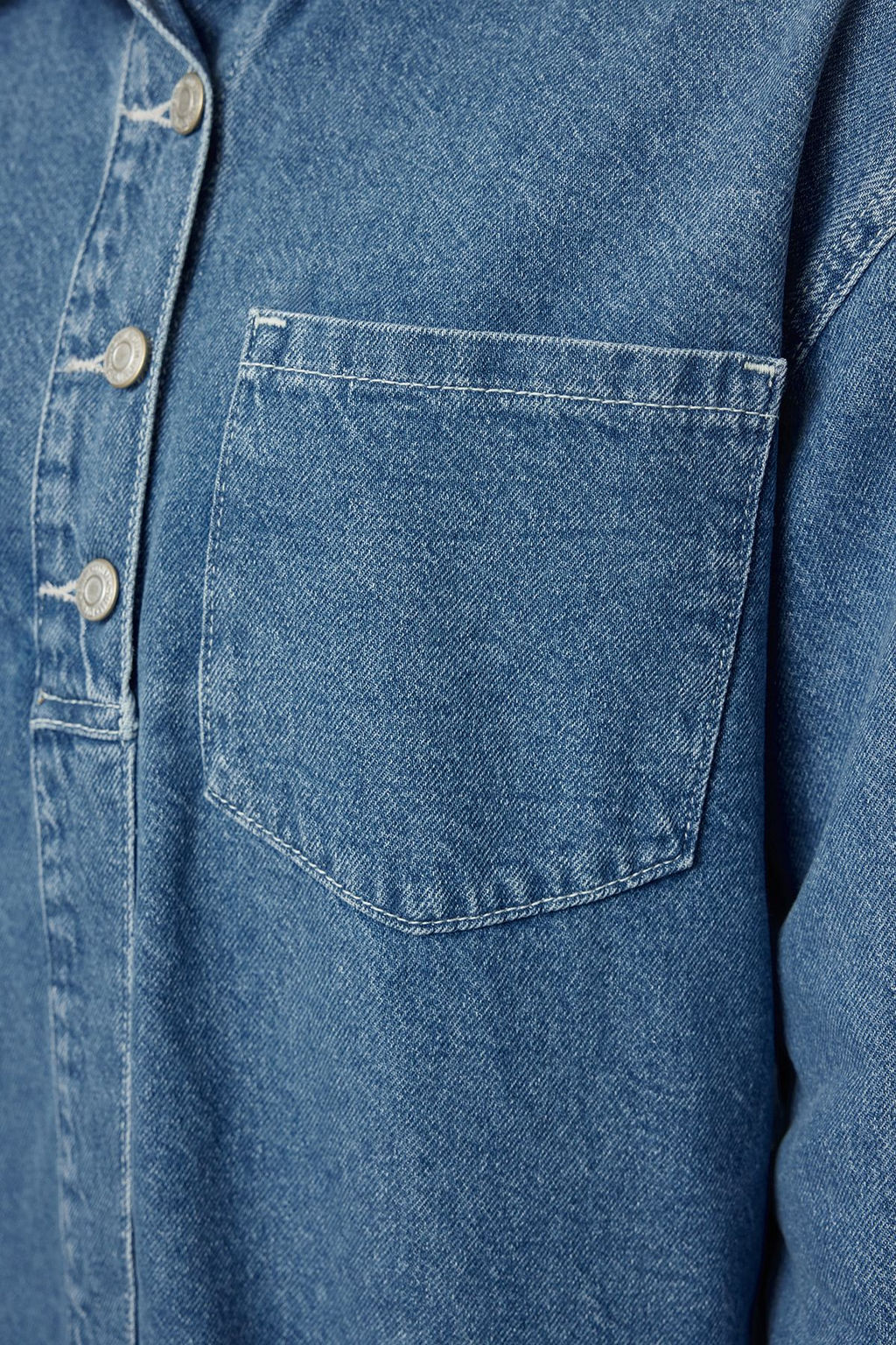 Mavi Dikis Detayl? Mini Denim Gomlek Elbise TWOAW25EL00347 - Trendyolmilla фото 4