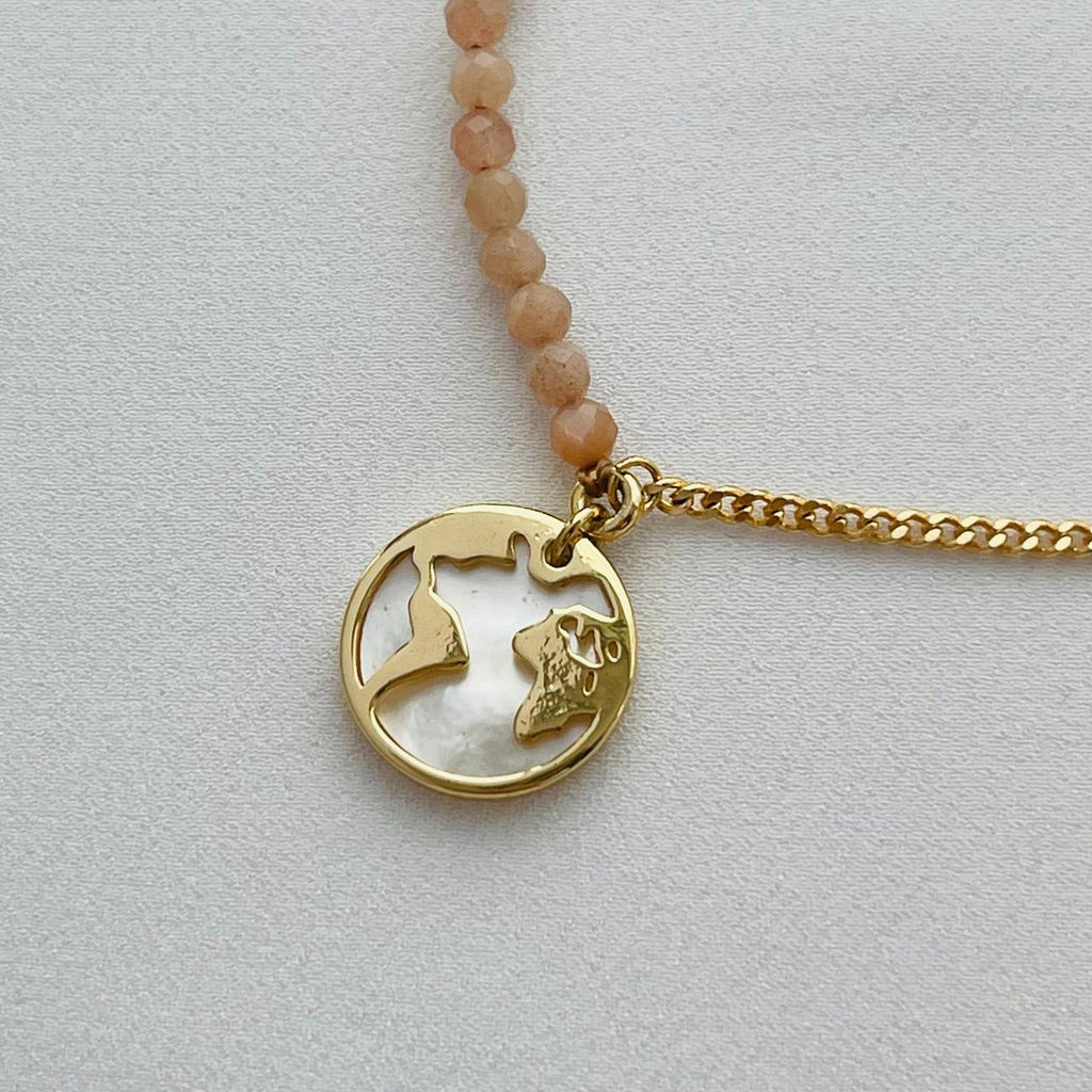 Колье на цепочке с Солнечным камнем и подвеской 46 см +