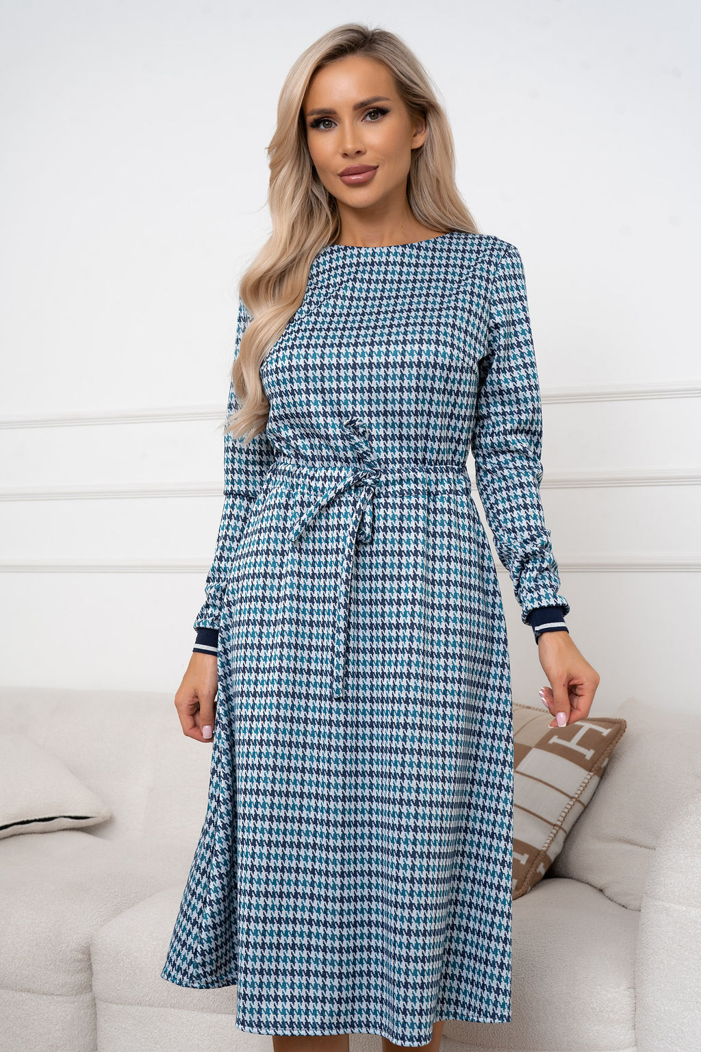Платье Open Style 6354 зеленый/синий