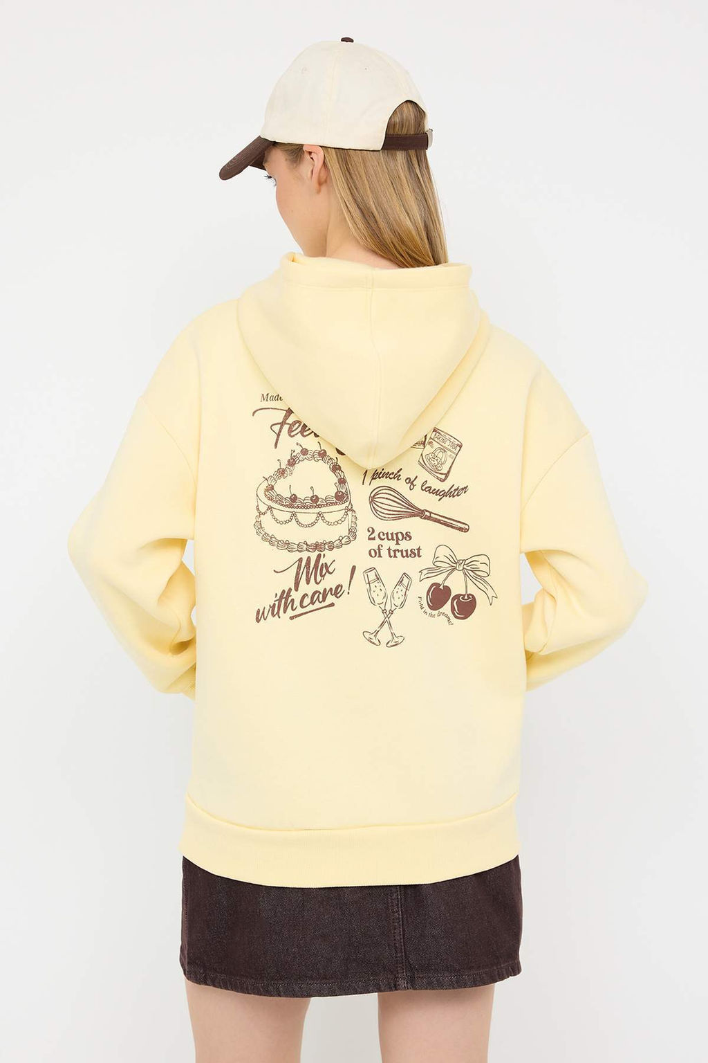 Teen Ac?k Sar? S?rt Bask?l? Oversize Kal?p Kal?n Ici Polarl? Orme Sweatshirt TWOAW26SW00192 - Trendyolmilla фото 4