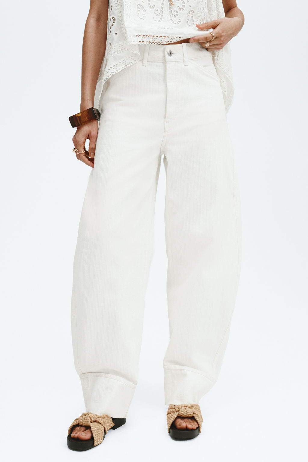 Barrel Leg Regular Waist Jeans - H&m фото 7