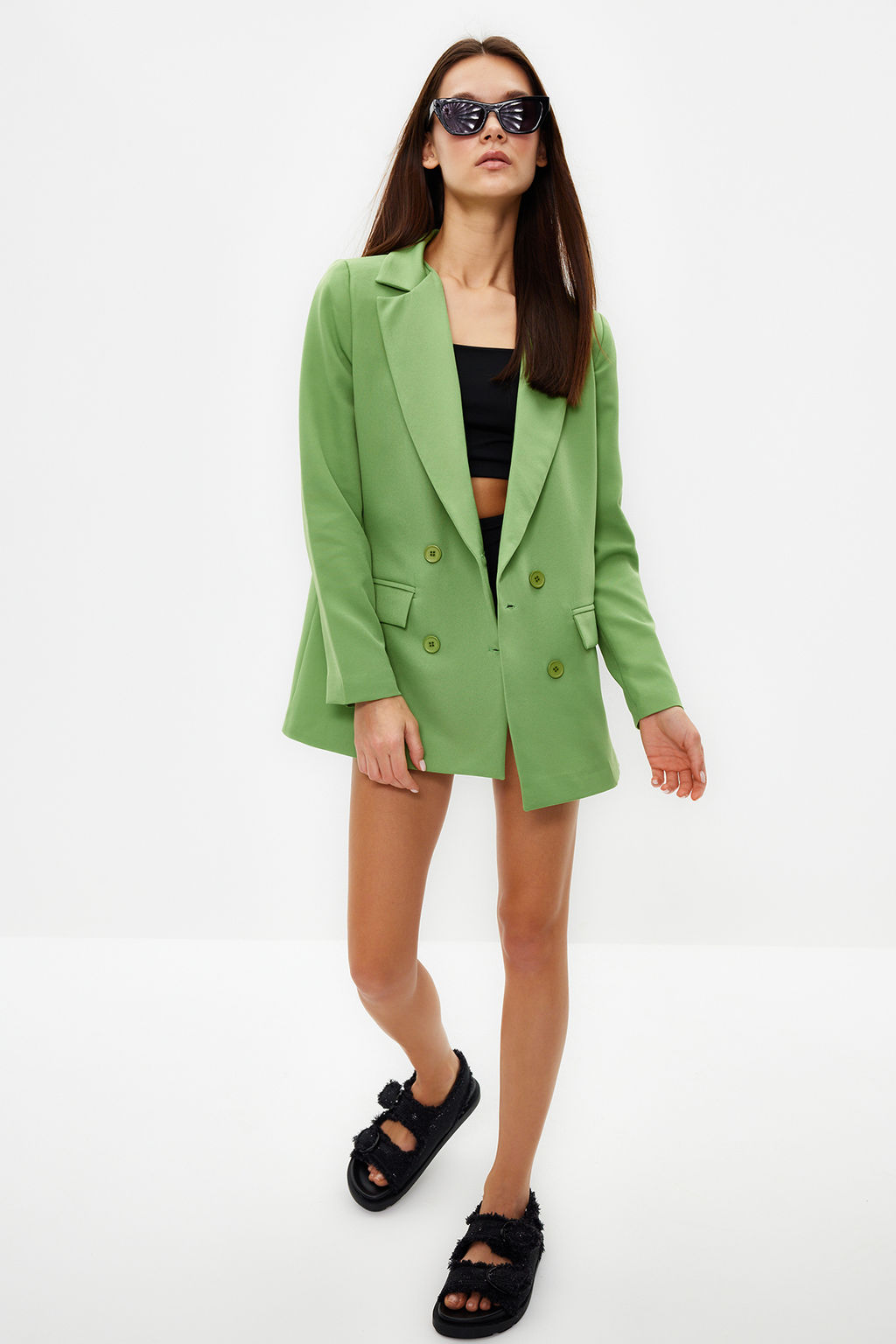 TRENDYOLMILLA Antrasit Regular Astarl? Dugme Detayl? Dokuma Blazer Ceket TWOAW21CE0264  фото 2