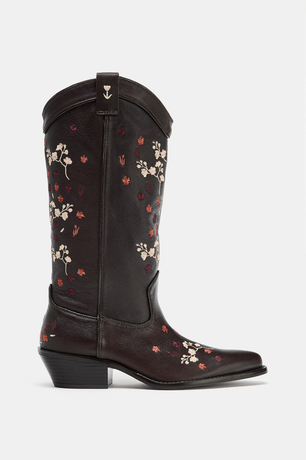 BOTA PIEL COWBOY FLORES / Marr?n - Zara фото 3